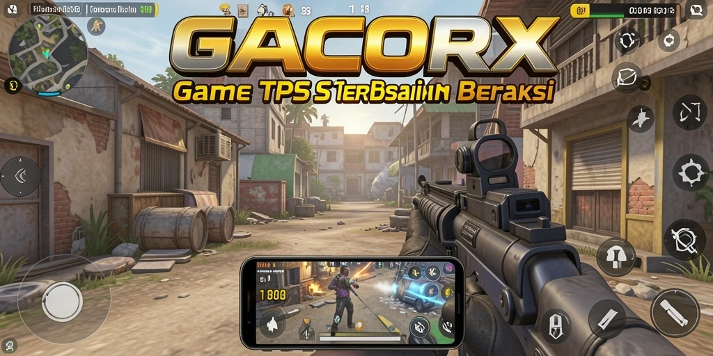 Screenshot GACORX menampilkan aksi baku tembak seru dalam game TPS.