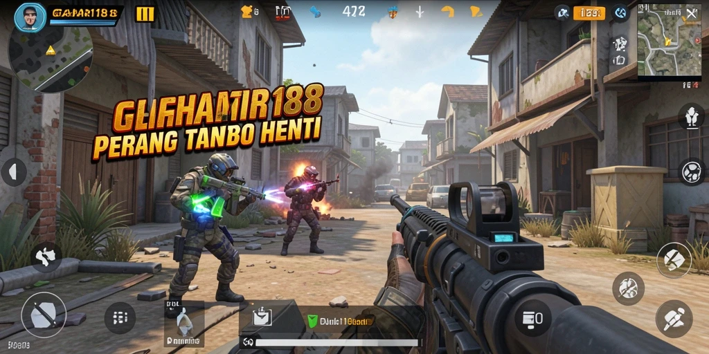 Tangkapan layar utama GAHAR188 menunjukkan aksi seru gameplay FPS.
