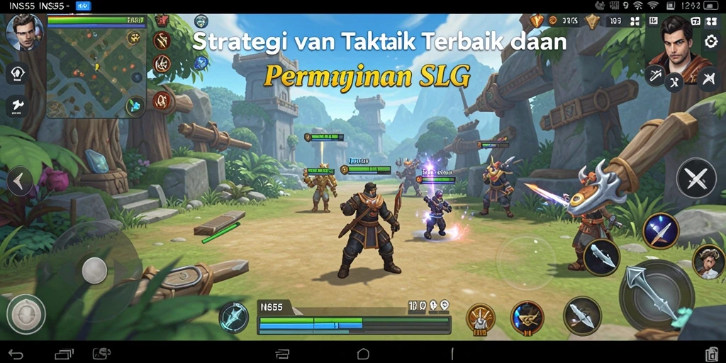 Tampilan gameplay menarik dari INS55 dengan elemen strategi SLG.