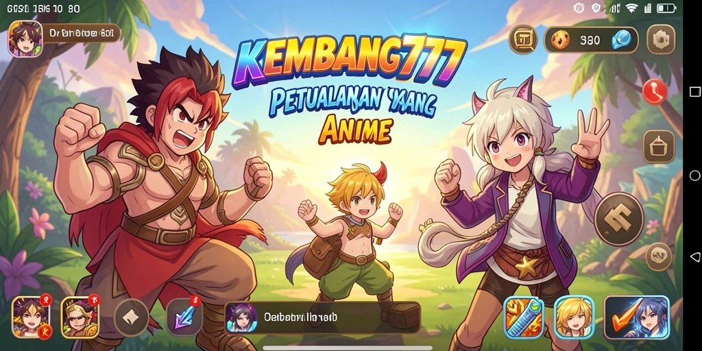 Tampilan gameplay KEMBANG777 dengan karakter anime yang beraksi.
