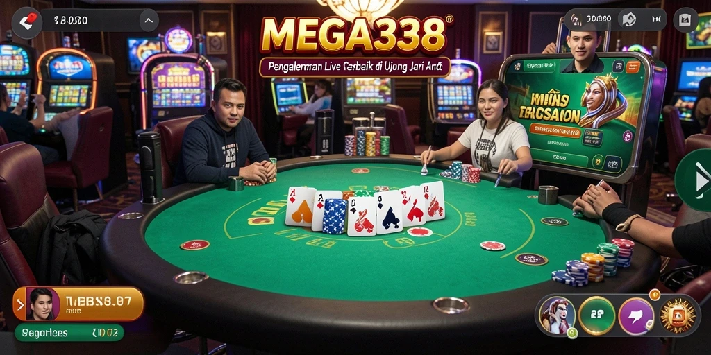 Screenshot MEGA338 menampilkan suasana permainan Live Casino yang menarik dan interaktif.